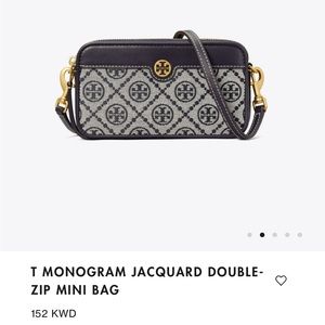 New Tory Birch Monogram Jacquard Double Mini Zip